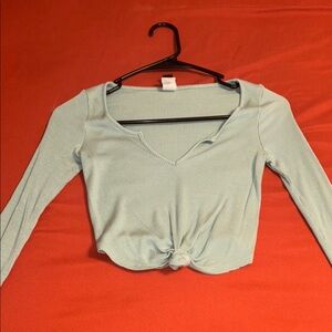 Windsor Green Crop Tie Front Blouse